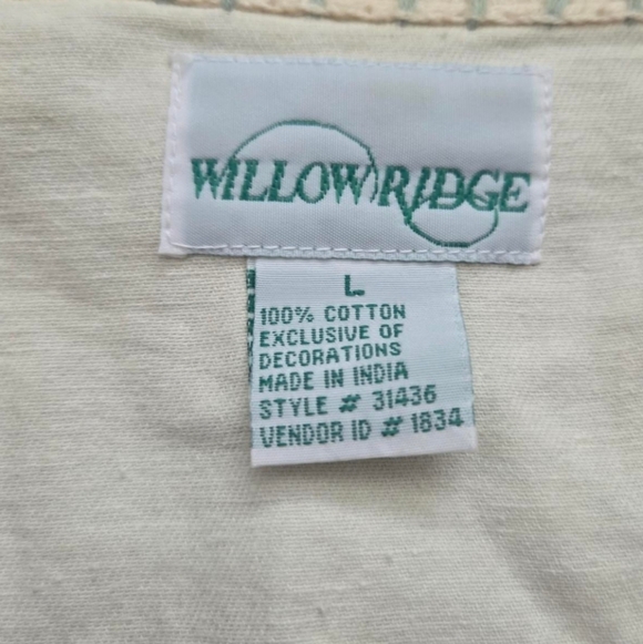 Willow Ridge Pastel Embroidered Cotton Button Up Vest Ganny Cottage Boho Size L - Picture 5 of 6